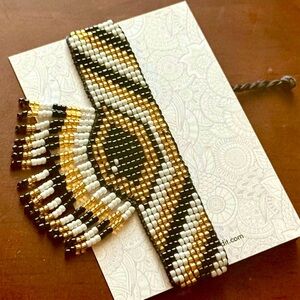 Evil Eye Fringe Beaded Bracelet